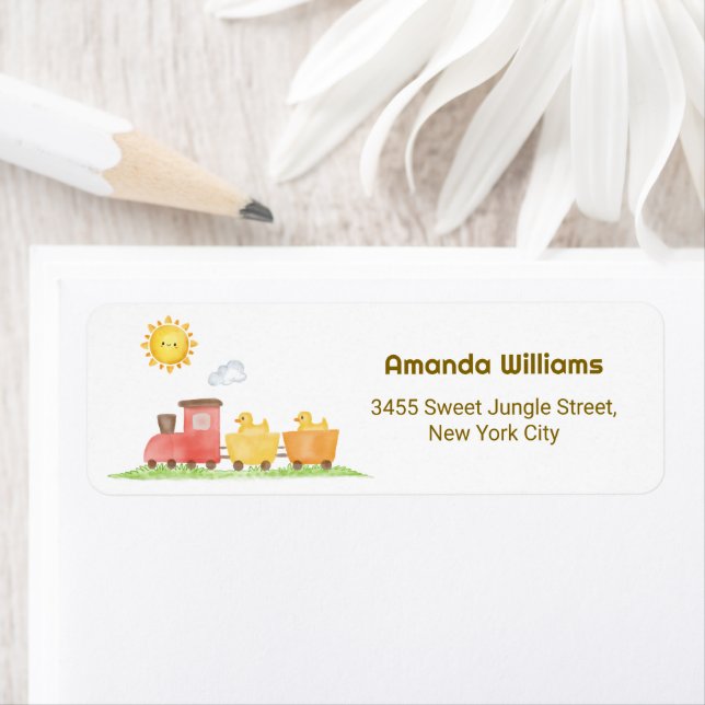 Duck Choo Choo Train Baby Shower Return Address (Insitu)