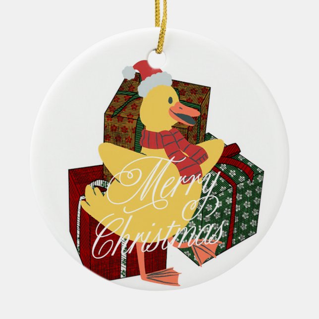Duck christmas ceramic tree decoration (Front)