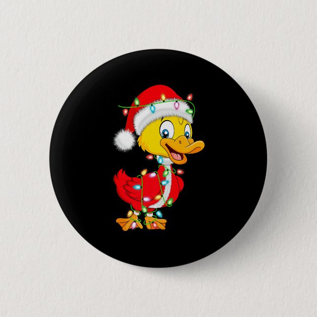 Duck Christmas Lights Santa Costume Cute Animal Xm 6 Cm Round Badge (Front)