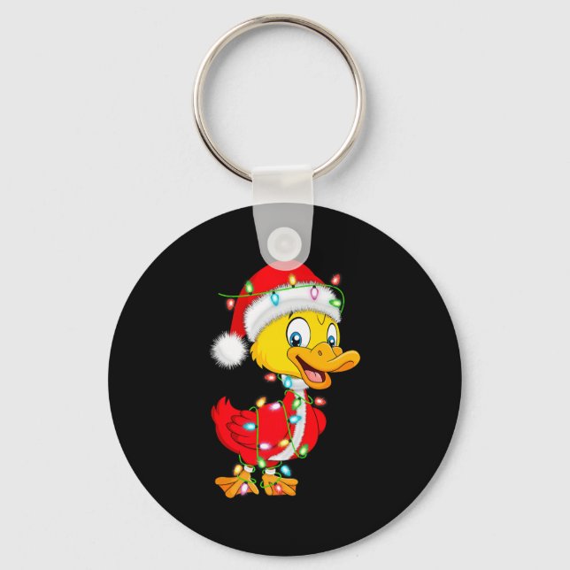 Duck Christmas Lights Santa Costume Cute Animal Xm Key Ring (Front)