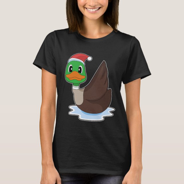 Duck Christmas Santa hat T-Shirt (Front)