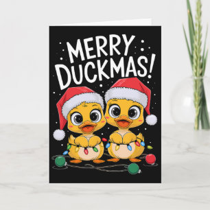 Duck Christmas Sweater Merry Duckmas Fairy Lights Card