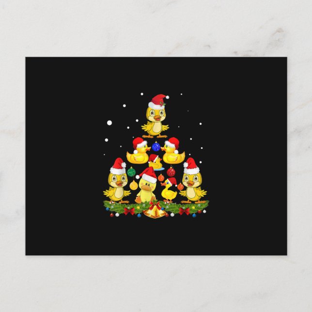 Duck Christmas Tree Announcement Postcard (Front)