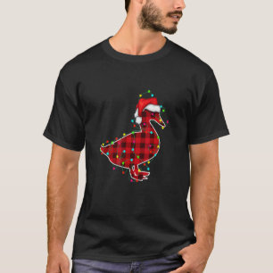Duck Christmas Tree Red Plaid Xmas Animals T-Shirt
