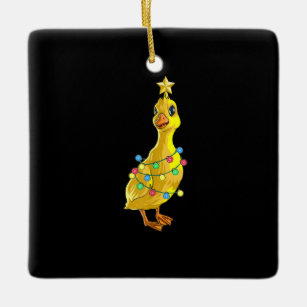 Duck Christmas Tree T  Lights Decor Star Gift Xmas Ceramic Ornament