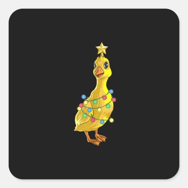 Duck Christmas Tree T  Lights Decor Star Gift Xmas Square Sticker (Front)