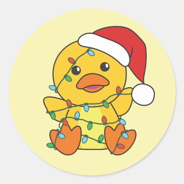 Duck Christmas Winter Animals Holiday Duck Classic Round Sticker (Front)