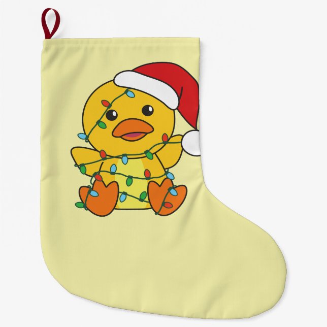 Duck Christmas Winter Animals Holiday Duck Large Christmas Stocking (Front)