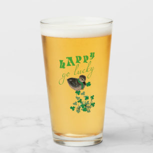 Duck Clover Happy Go Lucky St Patrick's Day  Glass