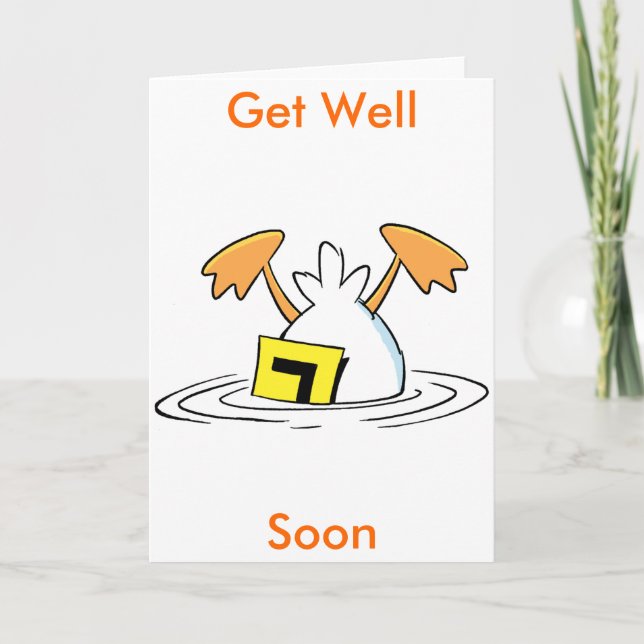 Duck Crash Cartoon Get Well Soon Card (Front)