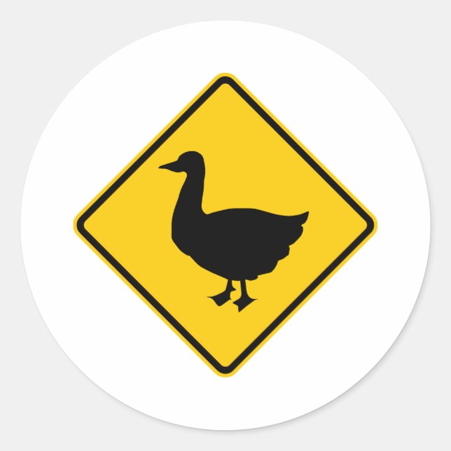 Duck Crossing Highway Sign Classic Round Sticker (Front)