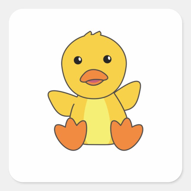 Duck Cute Ducks Ducklings Baby Bird Square Sticker (Front)