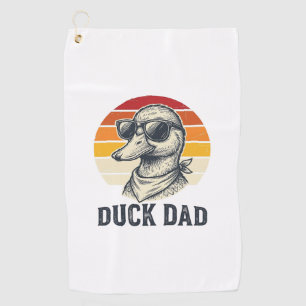 Duck Dad Vintage Duck Sunglasses Vector Shirt Desi Golf Towel