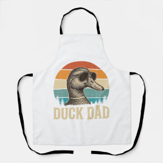 Duck Dad Vintage Engraving Retro Sunset Shirt Desi Apron