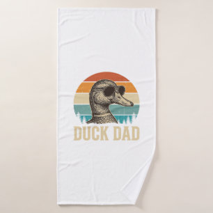 Duck Dad Vintage Engraving Retro Sunset Shirt Desi Bath Towel