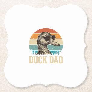 Duck Dad Vintage Engraving Retro Sunset Shirt Desi Paper Coaster