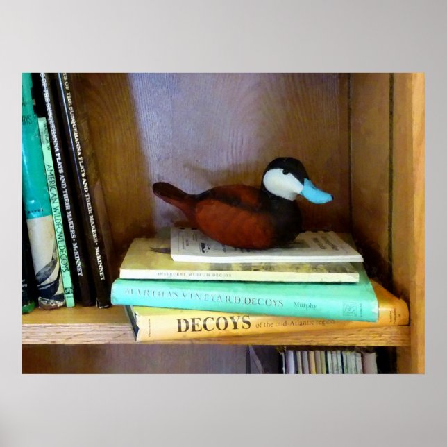 Duck Decoy on Bookshelf Poster (Front)