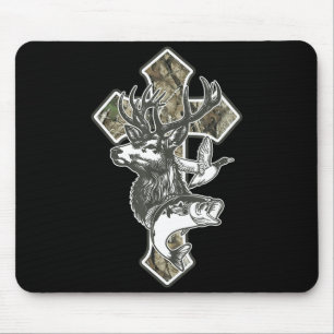 Duck Deer Dove Camo Cross Christian Hello Hunting Mouse Mat