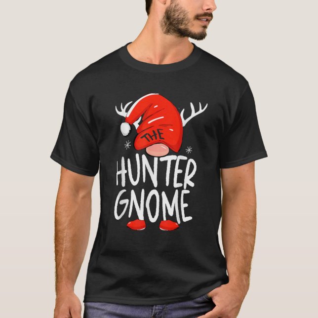 Duck Deer Hunter Gnome Funny Family Matching Group T-Shirt (Front)