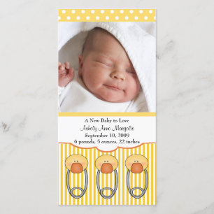 Duck Diaper Pins PHOTO Birth Announcement
