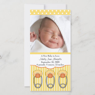 Duck Diaper Pins PHOTO Birth Announcement