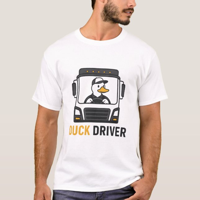 Duck Driver – Funny Duck Driving Pun T-Shirt (Front)