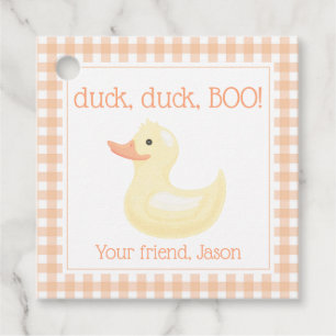 Duck Duck BOO Cute Orange Halloween Kids Favour Tags