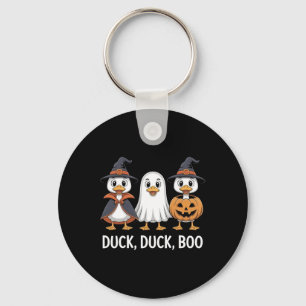 Duck Duck Boo Funny Duck Pumpkin Retro Men Women H Key Ring