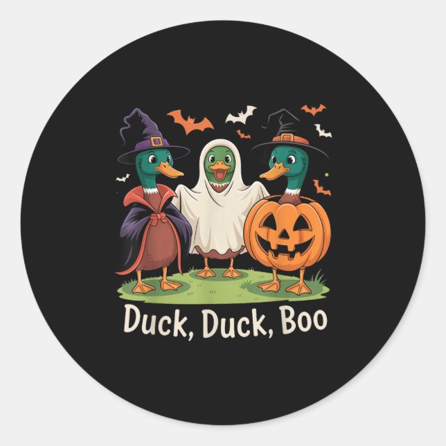 Duck Duck Boo Funny Halloween Costume Duck  Classic Round Sticker (Front)