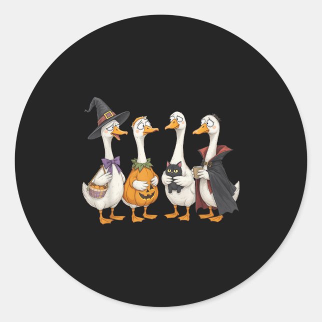 Duck Duck Boo Funny Halloween Costume Duck Pumpkin Classic Round Sticker (Front)