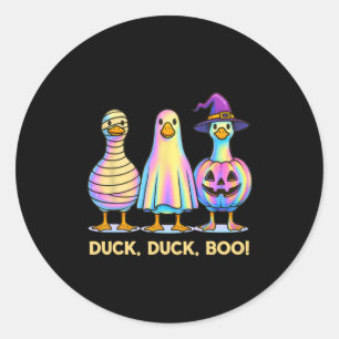 Duck Duck Boo Funny Halloween Costume Spooky Goose Classic Round Sticker