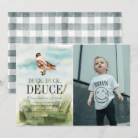 Duck Duck Deuce Watercolor Boy Photo 2nd Birthday