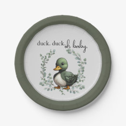 Duck Duck Oh Baby duck theme baby shower Paper Plate
