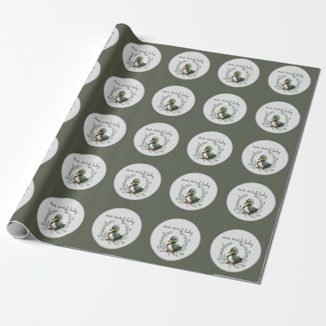 Duck Duck Oh Baby duck theme baby shower Wrapping Paper (Unrolled)