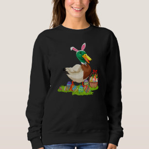 Duck Easter Egg Hunting Bunny Duck Bird Easter Sun Sweatshirt
