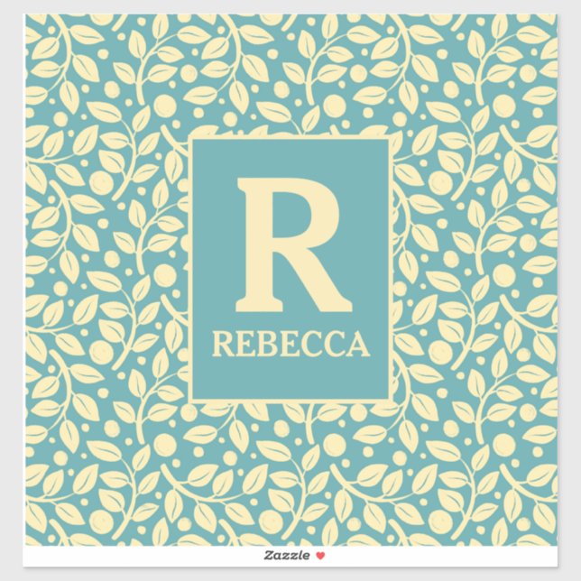 Duck Egg Blue and Cream Leaf Pattern Luggage (Sheet)