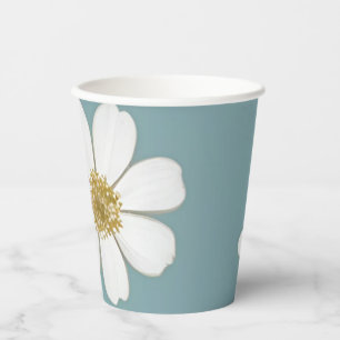 Duck Egg Blue and Daisies Pattern Paper Cups