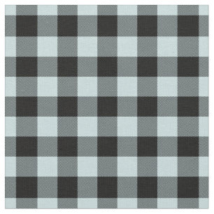 Duck Egg Blue & Black Plaid Gingham Fabric