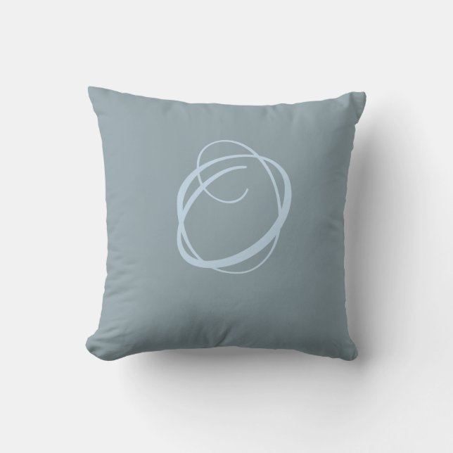 Duck egg Blue Boho Monogrammed Cushion (Front)