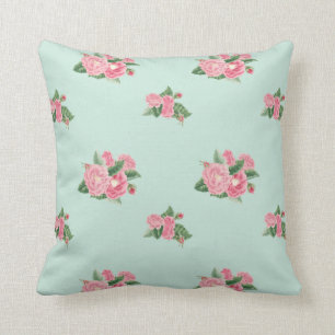 Duck egg blue floral cushion
