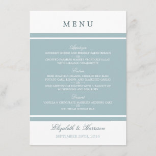 Duck Egg Blue Modern Wedding Menu