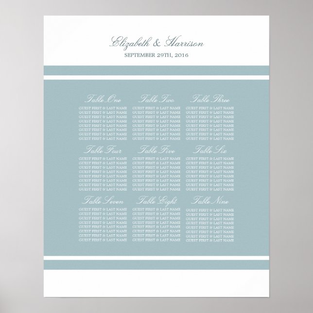 Duck Egg Blue Modern Wedding Poster (Front)