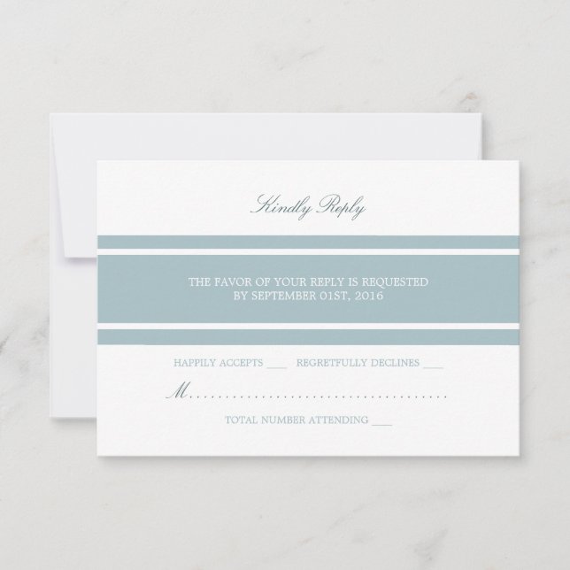 Duck Egg Blue Modern Wedding RSVP Card (Front)