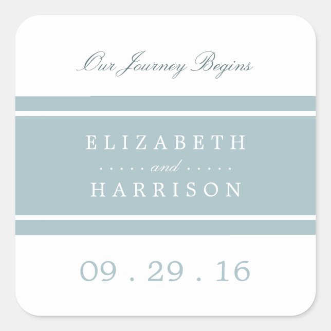 Duck Egg Blue Modern Wedding Square Sticker (Front)