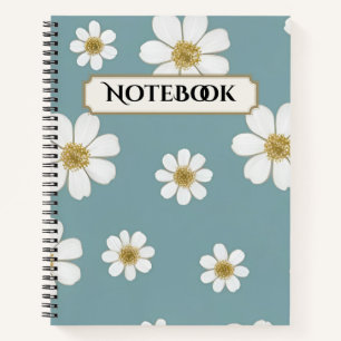 Duck Egg Blue with Daisies, Original Notebook
