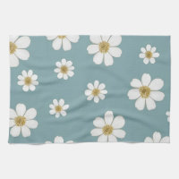 Duck Egg Blue with Daisies, Original Pattern 