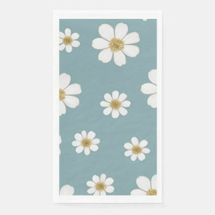 Duck Egg Blue with Daisies Pattern Napkin