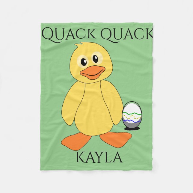 Duck & egg kids fleece blanket. Child's name. (Front)
