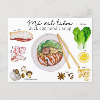 Duck egg noodle soup - Postcard