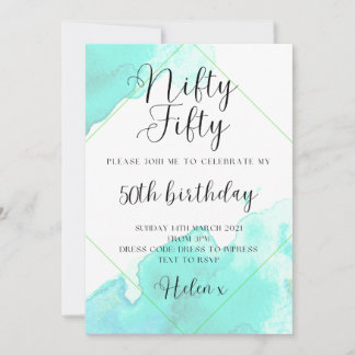Duck Egg Turquoise 50th Birthday Party Invitation